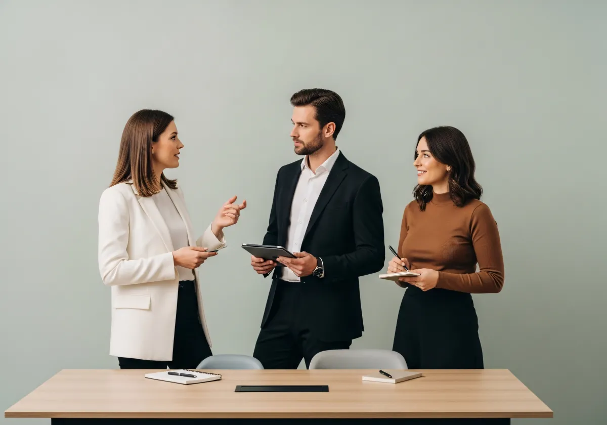 Consultores financieros reunidos en oficina